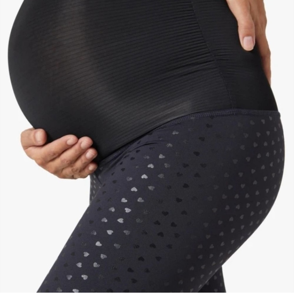 Beyond Yoga Leggings Womens Large Hearts PowerShine High Waisted Maternity Midi - Picture 3 of 12